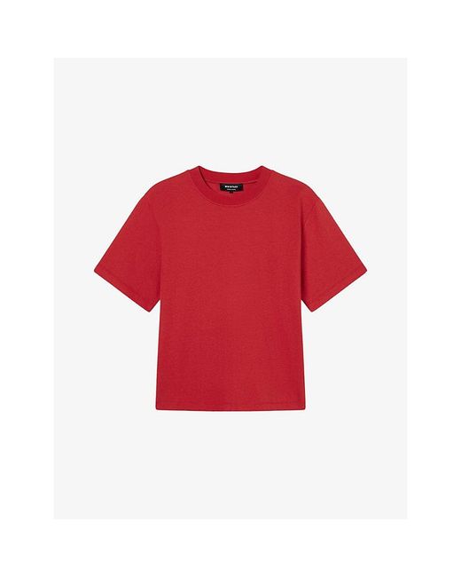 Whistles Red Posie Double-Trim Short-Sleeve Cotton T-Shirt