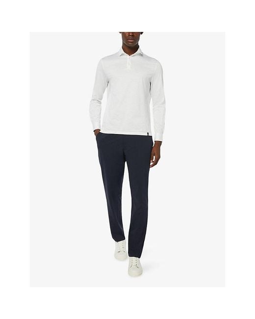 Boggi Blue Drawstring Straight-Leg Stretch-Woven Trousers for men