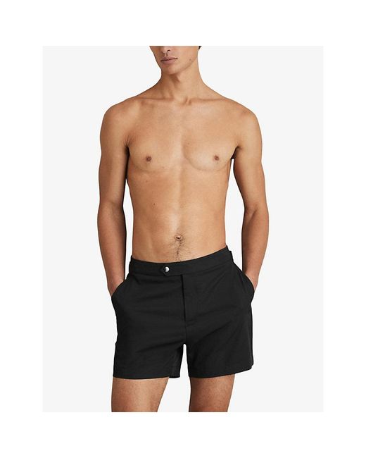 Reiss Black Sun Straight-Leg Swim Shorts for men