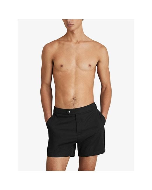 Reiss Black Sun Straight-Leg Swim Shorts for men