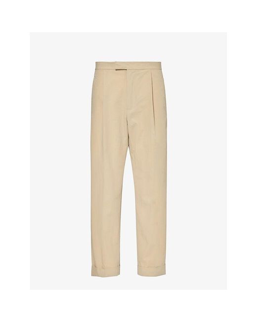 Beams Plus Natural Pleated Tapered-leg Cotton-blend Trousers X for men