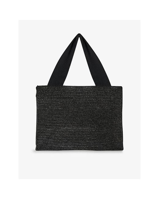 The Row Black Loretta Raffia Tote Bag