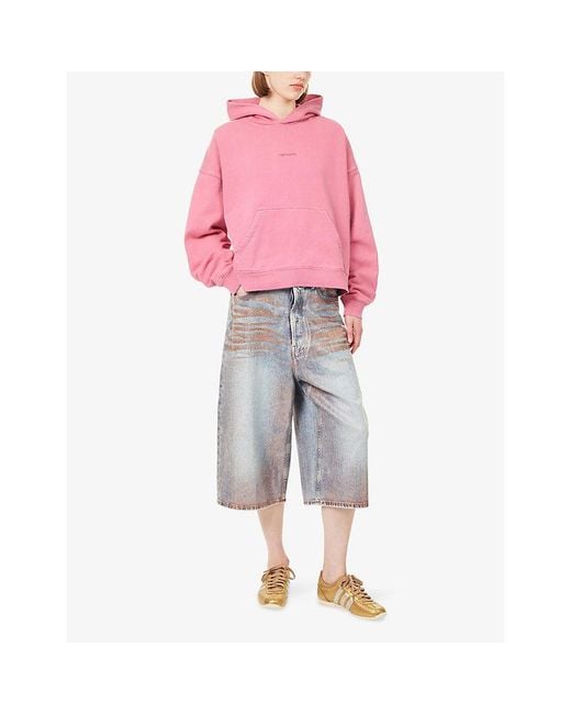 Carhartt Pink Benton Logo-Embroidered Cotton Hoody