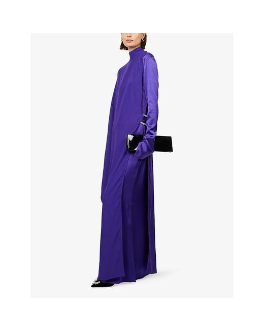 ‎Taller Marmo Purple Michele Cape Woven Maxi Dress
