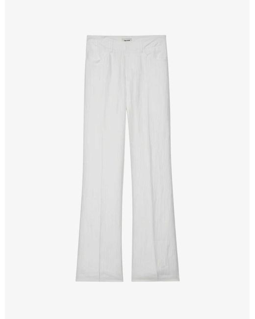 Zadig & Voltaire White Pistol High-rise Flared-leg Woven Trousers