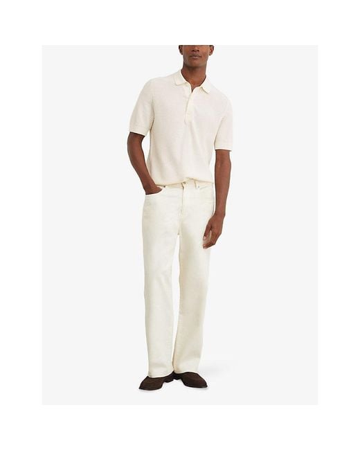 Reiss White Warren Short-Sleeved Cotton-Blend Polo Shirt for men
