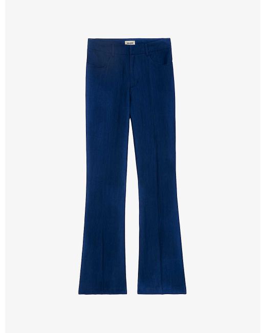 Zadig & Voltaire Blue Pistol High-rise Flared-leg Woven Trousers