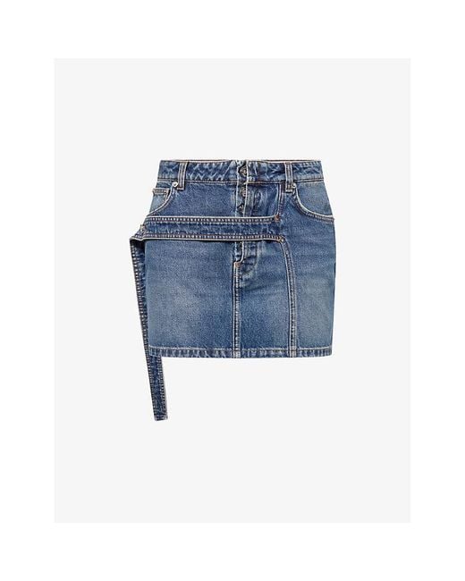 Jean Paul Gaultier Blue Front-Strap Denim Mini Skirt