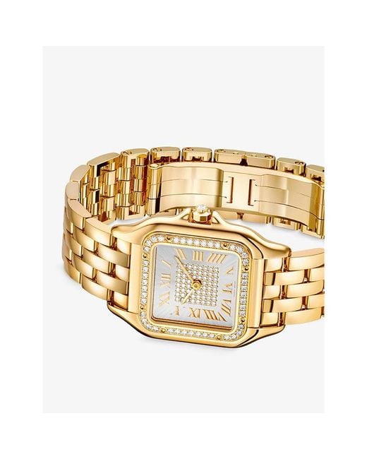 Cartier Metallic Unisex Crwjpn0043 Panthère De Medium 18ct Yellow-gold And 0.52ct Diamond Quartz Watch