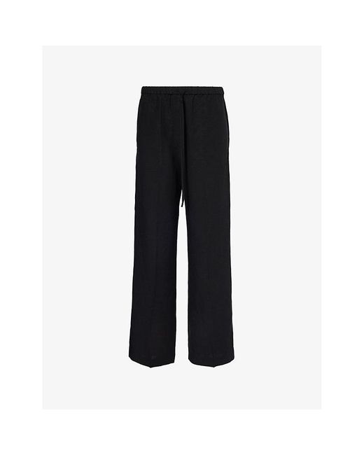 Totême  Black Wide-leg Relaxed-fit Woven Trousers
