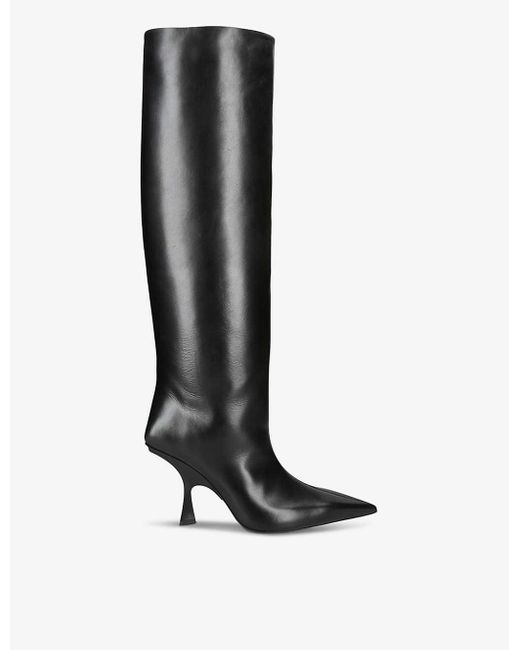 The Attico Black Ester Knee-high Leather Heeled Boots