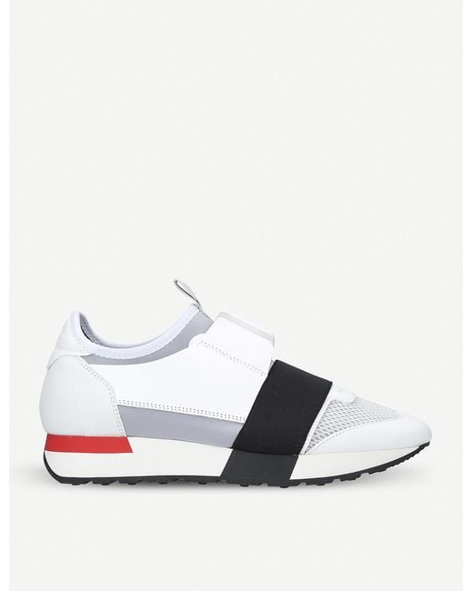 Balenciaga White Women's Race Runners Mesh, Leather And Knitted Low-top Trainers