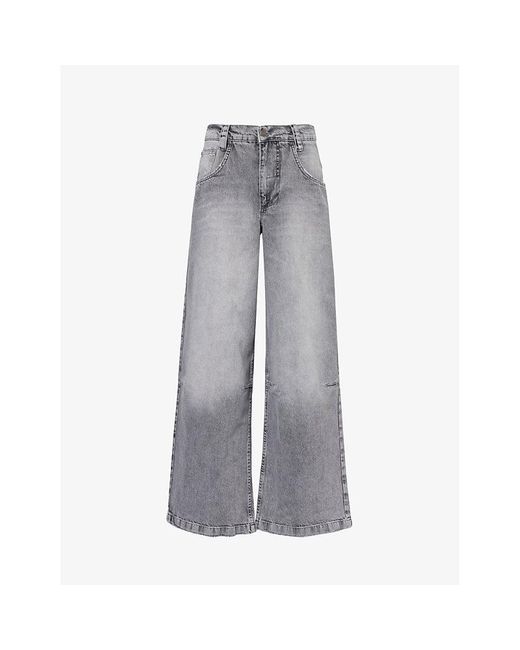 Jaded London Gray Colossus Wide-leg Mid-rise Jeans
