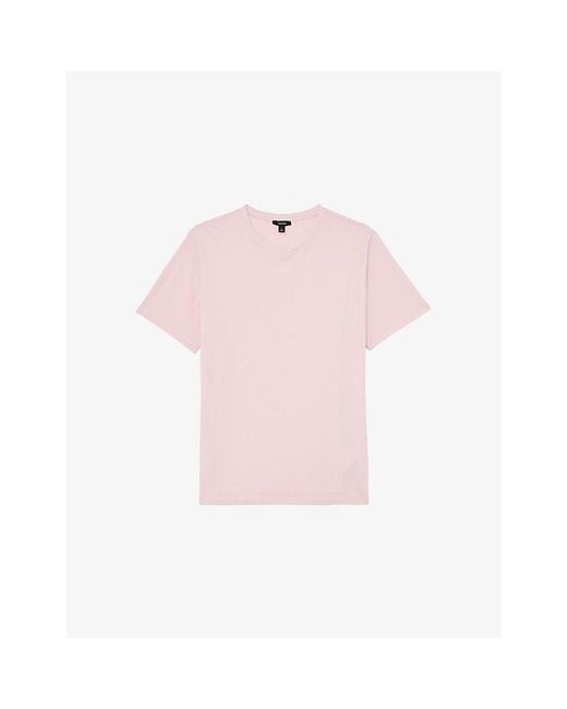 Reiss Pink Bless Crewneck Short-Sleeve Cotton T-Shirt for men