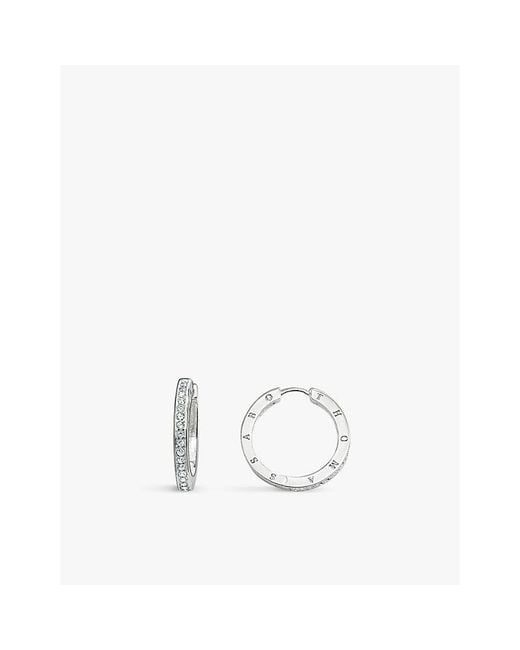 Thomas Sabo White Logo-Engraved Sterling- And Zirconia Hoop Earrings