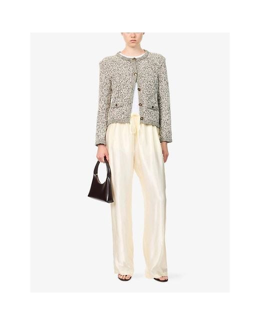 Veronica Beard Gray Rexton Structured Cotton-Blend Cardigan