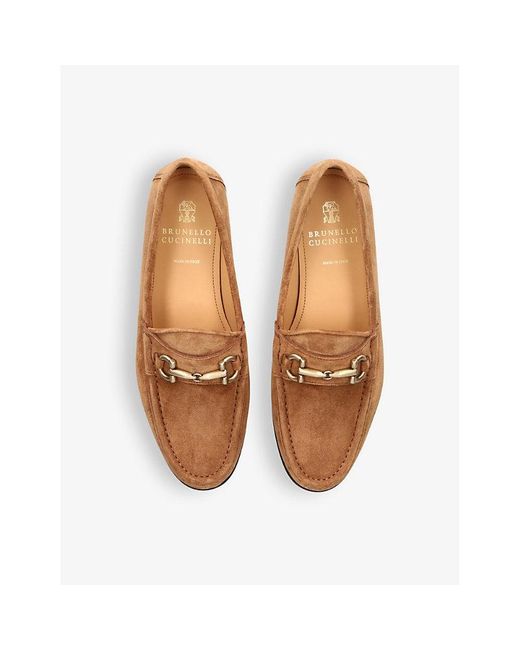 Brunello Cucinelli Brown Horsebit-embellished Panelled Suede Loafers for men