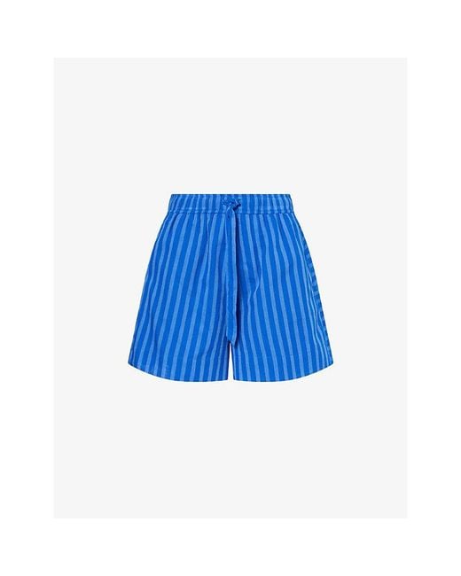 ME+EM Blue Striped Cotton Beach Shorts