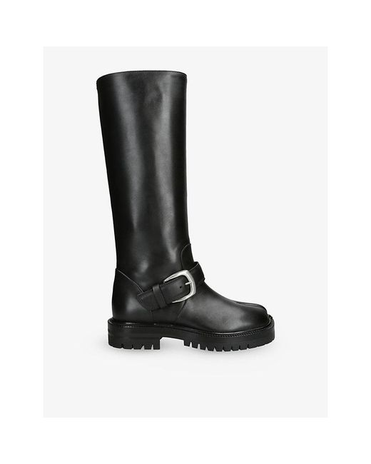 Maison Margiela Black Tabi Leather Knee-High Boots