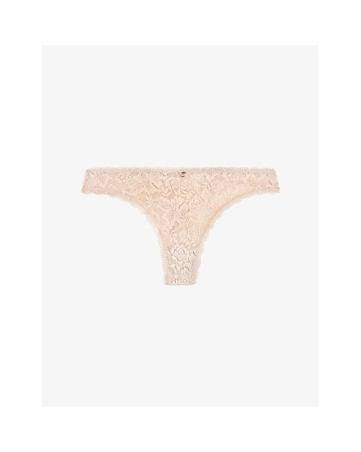 Aubade White Rosessence Mid-Rise Stretch-Lace Tanga Briefs