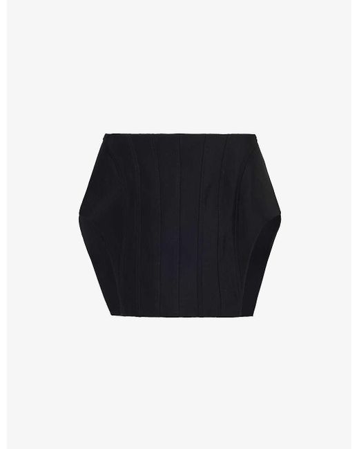 Mugler Black Open-sides Darted Woven Blend Mini Skirt