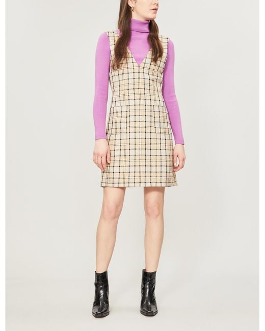 See By Chloé Multicolor Checked Flared Woven Mini Dress