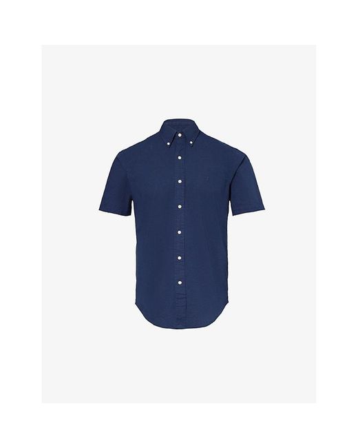 Polo Ralph Lauren Blue Logo-embroidered Regular-fit Short-sleeve Cotton Shirt Xx for men