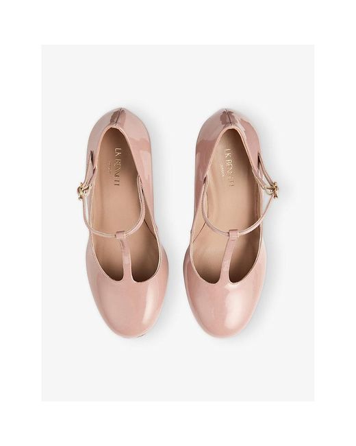 L.K.Bennett Pink Annalise T-Bar Patent-Leather Court Shoes
