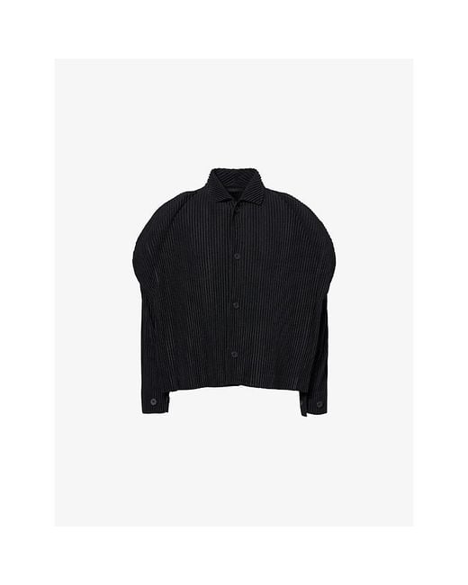 Homme Plissé Issey Miyake Black Cover And Fold Pleated Knitted Jacket for men