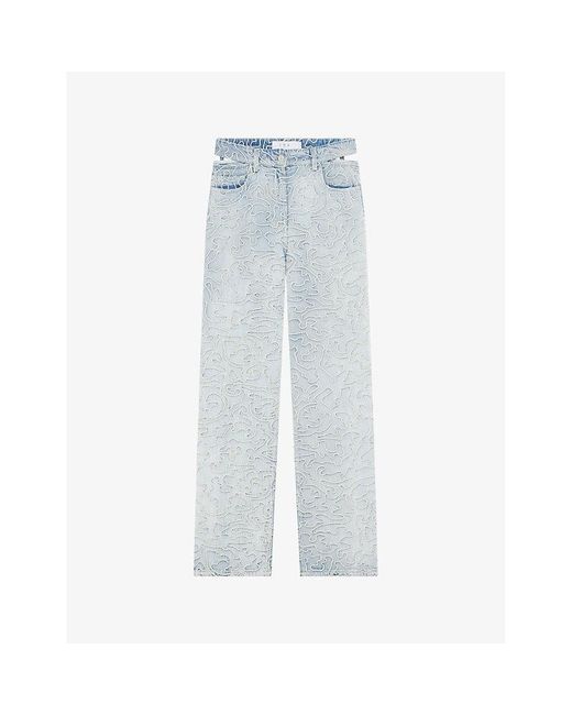 IRO Blue Lambert Cut-out Embroidered High-rise Denim Jeans