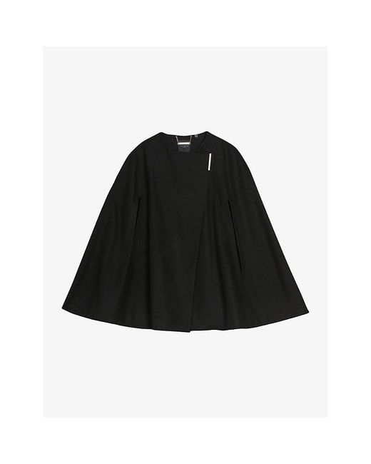 Ted Baker Black Valariy Logo-Plaque Wool-Blend Cape