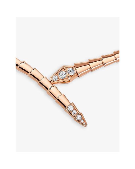 BVLGARI White Serpenti Viper 18Ct Rose- And 0.41Ct Brilliant-Cut Diamond Necklace
