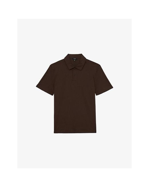 Reiss Brown Earl Short-Sleeved Cotton Polo Shirt for men
