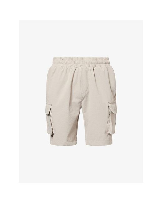 Arne Natural Utility Cargo Multi-Pockets Stretch-Woven Shorts for men