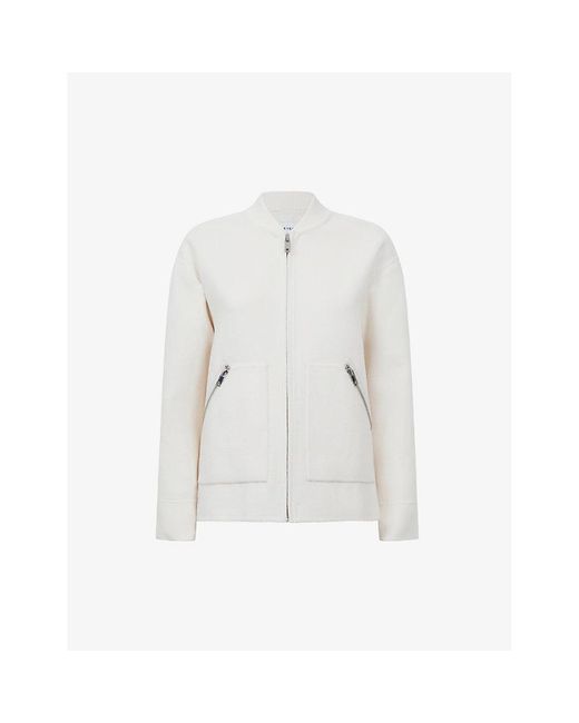 Reiss White Immy Relaxed-fit Wool And Recycled-polyester Bomber