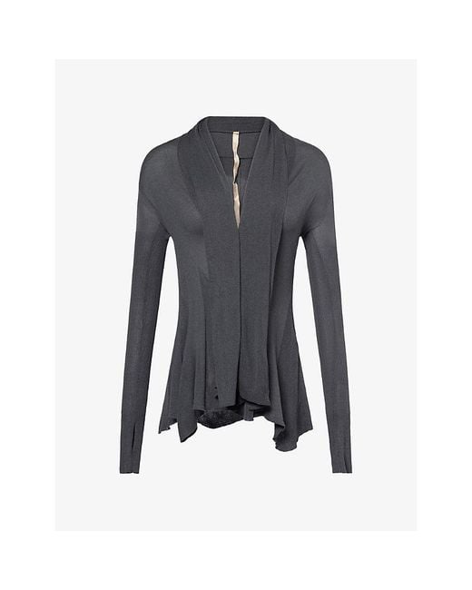 Oude Waag Blue Fishtail-Hem Ribbed Knitted Cardigan