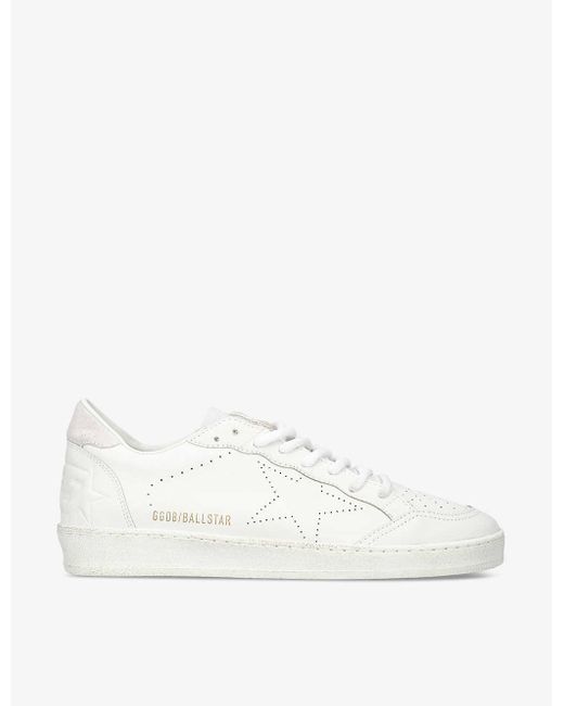 Golden Goose Deluxe Brand White Ballstar Logo-embroidered Leather Low-top Trainers for men