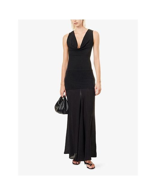 Belle Anna Black Jewel Semi-Sheer Woven Maxi Skirt