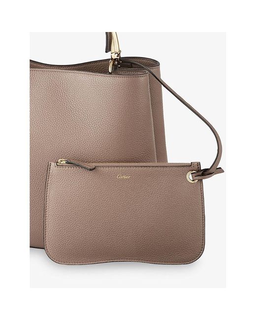 Cartier Natural Panthère De Medium Leather Top-Handle Bag