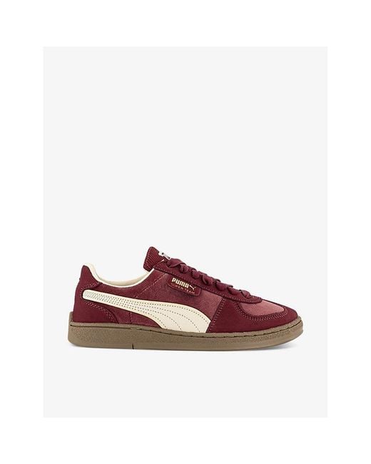 PUMA Brown Super Team Brand-tab Low-top Suede Trainers