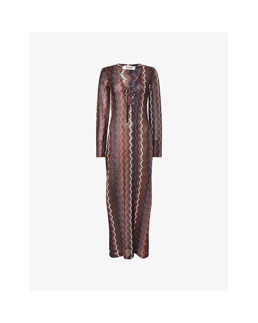 4th & Reckless Red Farrah Zig-Zag Knitted Maxi Dress