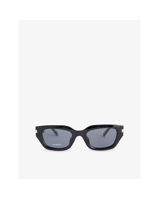 Le Specs Blue Cubito D-Frame Acetate Sunglasses