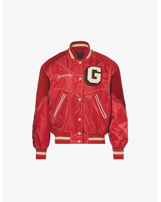 Givenchy Red Brand-appliqué Relaxed-fit Shell Jacket