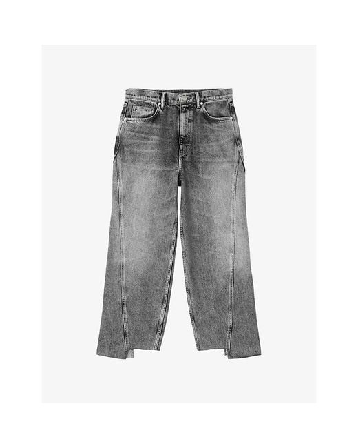AllSaints Gray Fox Faded Straight-Leg Denim Jeans