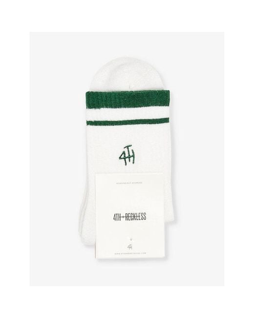 4th & Reckless Green Sport Logo-pattern Cotton-blend Knitted Socks