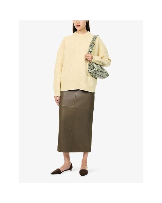 RÓHE Frames Yellow Oversized Cable-Knit Wool Jumper