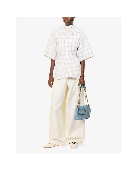 Bottega Veneta Natural Compact Drawstring Toile Cotton Trousers
