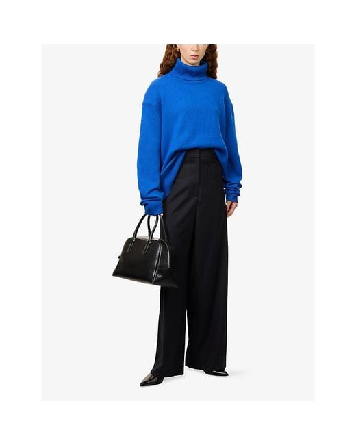 Frankie Shop Blue Gala Turtleneck Wool-Blend Jumper