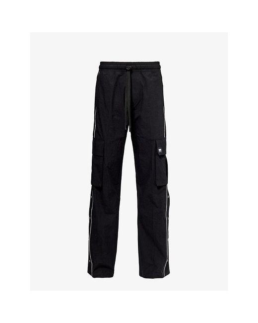 NAHMIAS Black Track Cargo Brand-patch Wide-leg Cotton-poplin jogging Bottoms for men