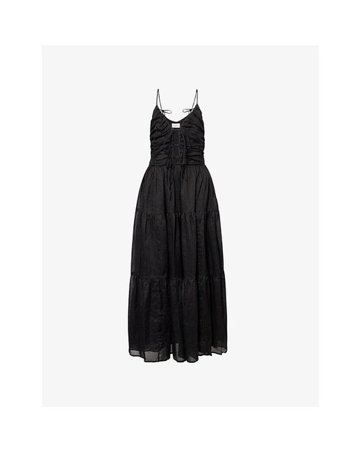 Dissh Black Marnie Sleeveless Ramie Midi Dress